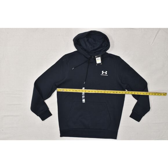 Under Armour Men's Black Essential Fleece Hoodie Regular Size M Cotton Blend NEW - Picture 3 of 8